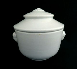 Antique White Ironstone Covered Sugar Bowl / Soup Bowl Female Head Handles