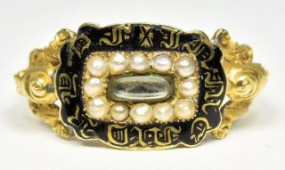 Antique 18ct Gold William Iv Mourning Ring,  (london,  1834)