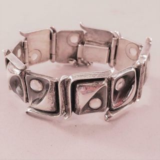 Vintage Antonio Pineda.  970 Fine Silver Bracelet w Moonstones HEAVY w Bag 2