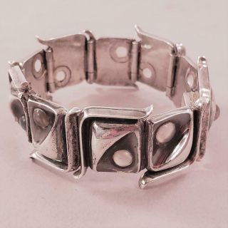 Vintage Antonio Pineda.  970 Fine Silver Bracelet w Moonstones HEAVY w Bag 3