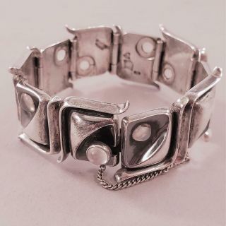 Vintage Antonio Pineda.  970 Fine Silver Bracelet w Moonstones HEAVY w Bag 4