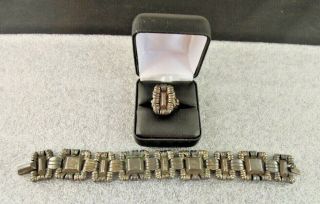 Vintage Sterling Silver William Spratling Mexican Bracelet & Ring Set