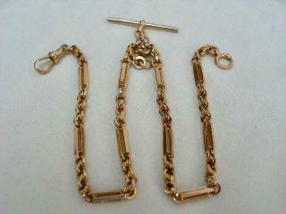 Antique 9ct Rose Gold Double Albert Watch Chain.  24.  5 Gms.