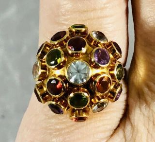 Vintage 18k Gold Multi Gemstone Ring 3.  6 Grams Size 7