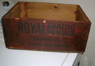 Vintage Royal Baking Powder Wood Box Crate Dovetailed Partial Label
