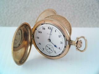 Antique Victorian Elgin Gold Filled Hunter Case Pocket Watch Running $9.  99