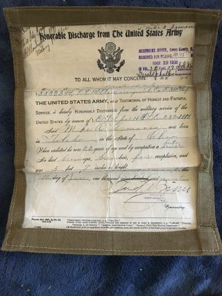 1919 Pvt 1st Class Wwi Discharge