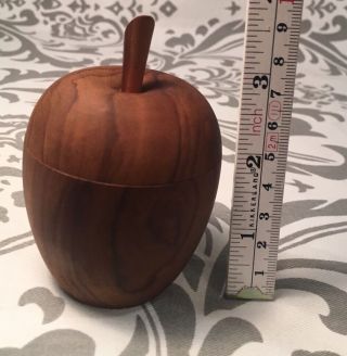 Vintage Wood Apple Container Signed Made in Spain Snuff? Tea Box Olive Wood 379 6