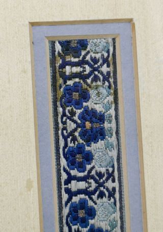 Fine Antique Chinese Silk Embroidered Robe Implements Blue & Gold Framed Panel 5
