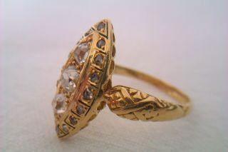Rare 18ct Gold Old Cut Diamonds Enamel & Snake Shoulders Georgian Ring c1818 10