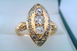 Rare 18ct Gold Old Cut Diamonds Enamel & Snake Shoulders Georgian Ring c1818 12
