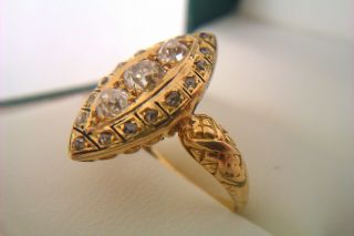 Rare 18ct Gold Old Cut Diamonds Enamel & Snake Shoulders Georgian Ring c1818 2