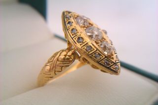 Rare 18ct Gold Old Cut Diamonds Enamel & Snake Shoulders Georgian Ring c1818 3