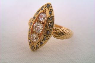 Rare 18ct Gold Old Cut Diamonds Enamel & Snake Shoulders Georgian Ring c1818 7