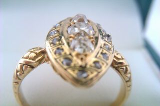 Rare 18ct Gold Old Cut Diamonds Enamel & Snake Shoulders Georgian Ring c1818 9