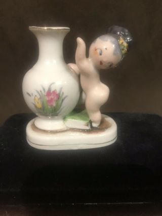 Nude Girl Bathing Beauty Bud Vase Lady Perfume Bottle Porcelain Figurine Vintage