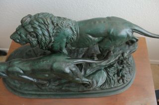 “Lion & Lioness” French Antique Bronze Sculpture by Paul Edouard Delabrierre 6