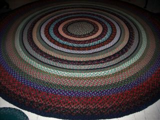 Vintage Antique Hand Made Circle Wool Braided Rug 9 