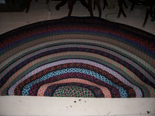 Vintage Antique Hand Made Circle Wool Braided Rug 9 ' 5 