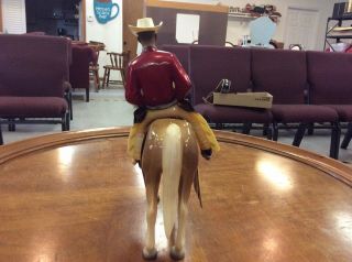 9” 1950’s Hartland 800 Series Red/white Champ Cowboy With Hat And Horse No Guns