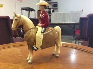 9” 1950’s Hartland 800 series Red/White Champ cowboy With Hat And Horse no Guns 3