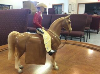 9” 1950’s Hartland 800 series Red/White Champ cowboy With Hat And Horse no Guns 4