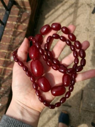 Huge Antique Cherry Amber Bakelite Faturan 85g