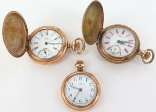 3 Antique Ladies Pocket Watches.  Waltham,  Alpine,  N.  W.  Co.  Fixers / Service.
