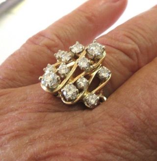 Vintage 14K Gold - 12 DIAMOND RING - 1.  50 TCW - 6.  5 - Appraisal - Estate 11