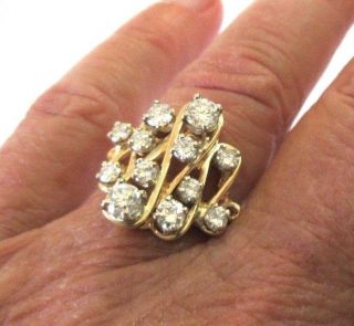 Vintage 14k Gold - 12 Diamond Ring - 1.  50 Tcw - 6.  5 - Appraisal - Estate