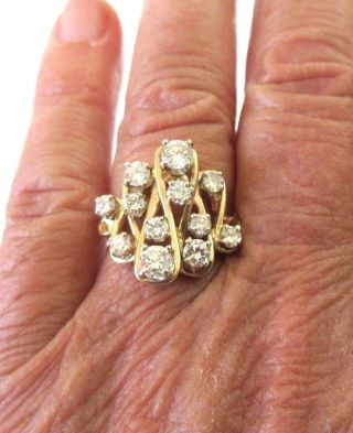 Vintage 14K Gold - 12 DIAMOND RING - 1.  50 TCW - 6.  5 - Appraisal - Estate 4