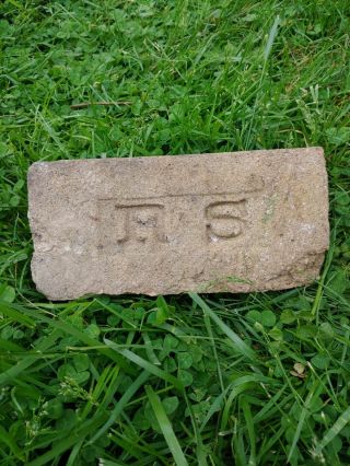 Rare Antique Brick Labeled " Rs " Extremely Deep Writing
