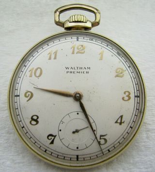 Vintage 12s Waltham Premier Colonial 17 Jewel Gold Filled Pocket Watch