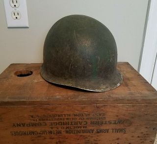 Us Wwii M1 Fixed Bale Helmet W/ Westinghouse Liner - Named