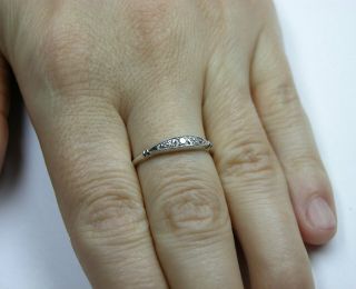 ANTIQUE ART DECO PLATINUM DIAMOND WEDDING BAND STACKING RING 11