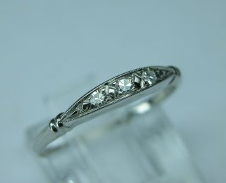 Antique Art Deco Platinum Diamond Wedding Band Stacking Ring