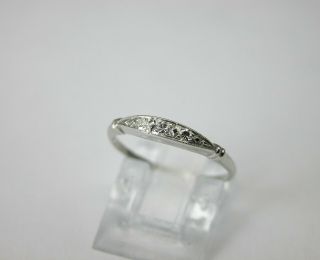 ANTIQUE ART DECO PLATINUM DIAMOND WEDDING BAND STACKING RING 4