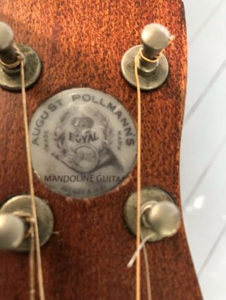 Antique Vintage August Pollmann Mandoline Guitar,  six strings,  rare,  complete 2
