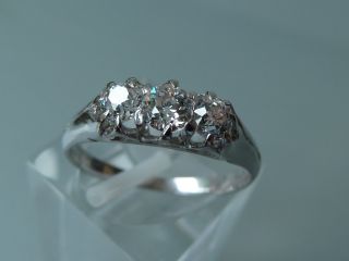 Exquisite Edwardian Diamond Trilogy Ring 18ct White Gold.  60 Ct Hsl1