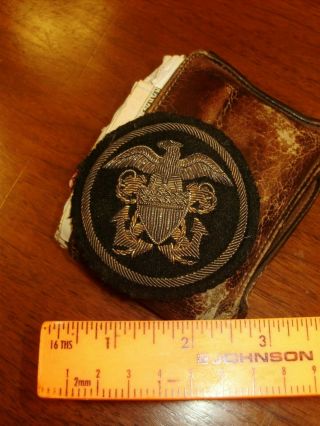 Rare Ww I - Ww Ii U.  S.  Navy Gold & Silver Bullion Thread Cloth Insignia Emblem