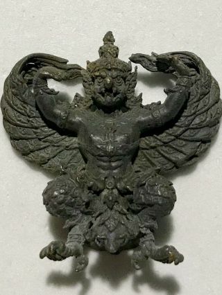 Garuda Phaya Krut Phra Lp Rare Old Thai Buddha Amulet Pendant Magic Ancient 5