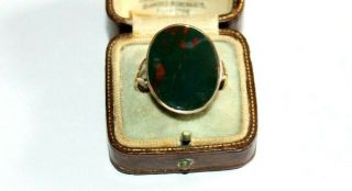 Rare Antique Victorian 9ct Gold Signet Statement Ring.  Huge Bloodstone.  Sz J 1/2