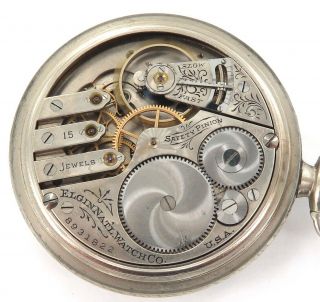 Rare Only 23,  000 Made / 1900 Elgin 16s 15j 3 Finger Bridge Pocket Watch.