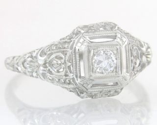 Antique.  12ct Diamond 18k White Gold Art Deco Engagement Ring