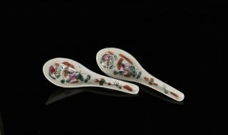 Antique Chinese Hand Painted Multicolored Porcelain Spoon