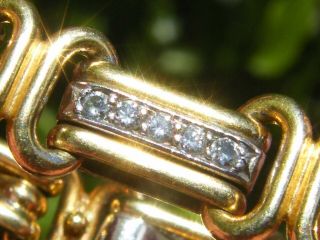 Vintage - European 18ct Gold/diamond Set Gatelink Bracelet - C1950 