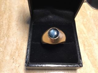 14k Y Gold Gypsy Set Natural Blue Star Sapphire Ring Size 8.  25 $1949