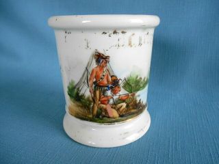 Antique Hand Painted Indian Hunters Occupational Shaving Mug