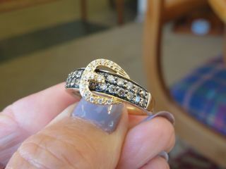 Le Vian 14k Yellow Gold Chocolate Diamond.  75 Ct.  Diamonds Buckle Ring Sz 9 1/2