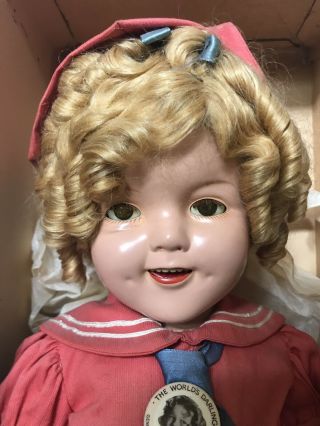 Vintage 22” Shirley Temple Composition Doll W/box Red Dress Shoes Ideal 4